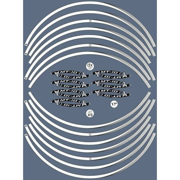 KIT STRISCE ADESIVE per CERCHI MOTO 17 compatibili YAMAHA MT-10 Adesivi tuning