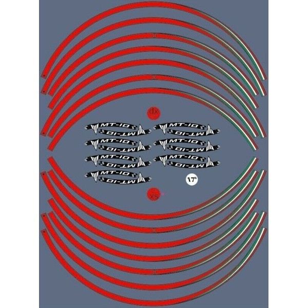 KIT ADHESIVO para llantas MOTO RIMS 17 compatibles YAMAHA MT-10 Tuning Stickers