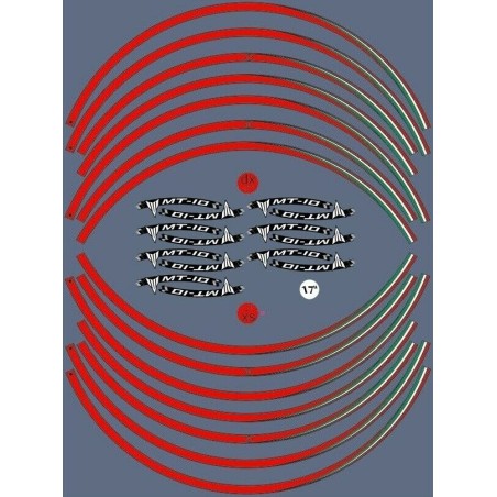 KIT STRISCE ADESIVE per CERCHI MOTO 17 compatibili YAMAHA MT-10 Adesivi tuning
