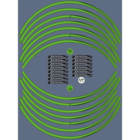 KIT GREEN ADHESIVE STRIPS kompatibel mit 17 RIMS MOTORRAD KAWASAKI Z1000sx TUNING