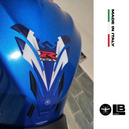 BLUE 3D RESIN ADHESIVE-STICKERS KIT FOR GSX-R MOTORCYCLE TANK PROTECTION