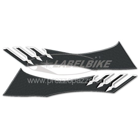 2 ADESIVI 3D GRANDI NERI-CARBONIO TUNING T MAX per SOTTO SELLA MOTO YAMAHA TMAX 08-11