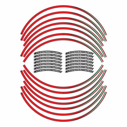 KIT STRISCE ADESIVE compatibili per CERCHI 17 MOTO DUCATI HYPERMOTARD stickers Rosse IT 2