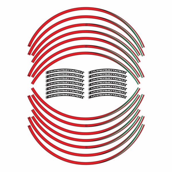 KIT BANDES ADHESIVES compatibles pour jantes 17 MOTO DUCATI HYPERMOTARD autocollants rouges FR