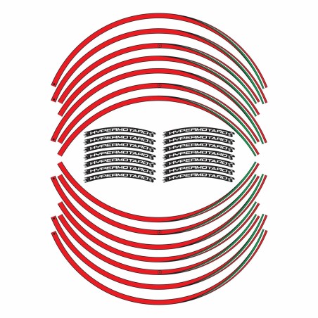 KIT ADHESIVE STRIPS kompatibel für 17 RIMS MOTO DUCATI HYPERMOTARD rot Aufkleber DE