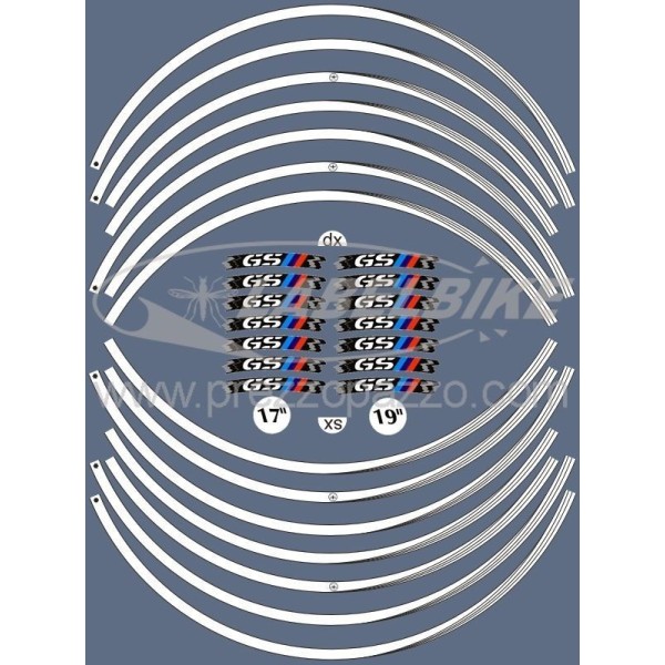 STRISCE ADESIVE compatibili per MOTO BMW GS adesivi CERCHI 17" 19" tuning RALLY