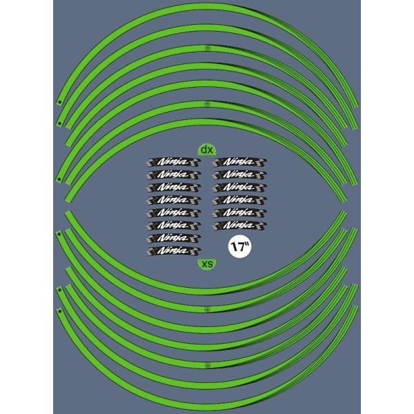 PIÑAS ADHESIVAS - RUEDAS para llantas 17 compatibles para MOTO KAWASAKI ninja VERDE