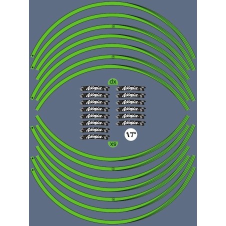 PIÑAS ADHESIVAS - RUEDAS para llantas 17 compatibles para MOTO KAWASAKI ninja VERDE