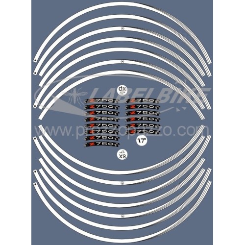 KIT ADHESIVE STRIPES compatible for MOTORCYCLE RIMS 17 KAWASAKI Z750 White Stickers 2