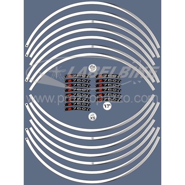 KIT ADHESIVOS compatibles para LLANTAS MOTO 17 KAWASAKI Z750 Blanco Pegatinas
