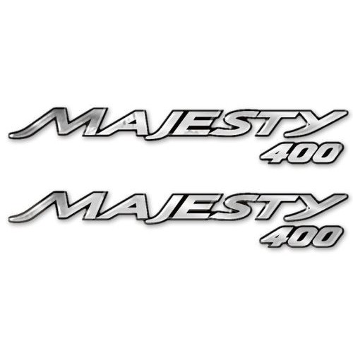 2 autocollants 3D en résine chrome SCRIPT compatibles pour YAMAHA MAJESTY 400 SCOOTER