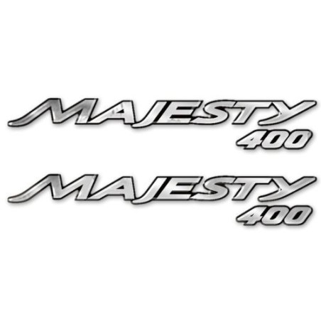 2 3D Resin Stickers chrome SCRIPT compatible for YAMAHA MAJESTY 400 SCOOTER