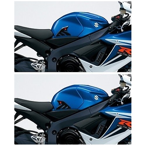 2 SCHWARZE 3D-HARZ-SEITENSCHUTZ-ADHESIVEN für SUZUKI MOTORRAD