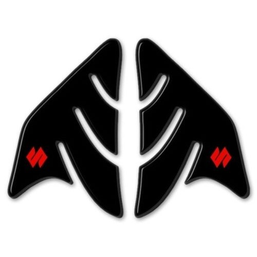 2 ADHESIVOS DE PROTECCIÓN LATERAL DE RESINA 3D NEGROS para MOTO SUZUKI 2