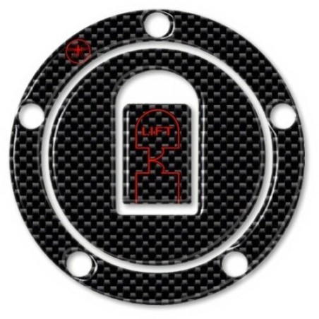 ADESIVO carbon PROTEZIONE TAPPO SERBATOIO compatibile MOTO KAWASAKI 00-06 rosso 