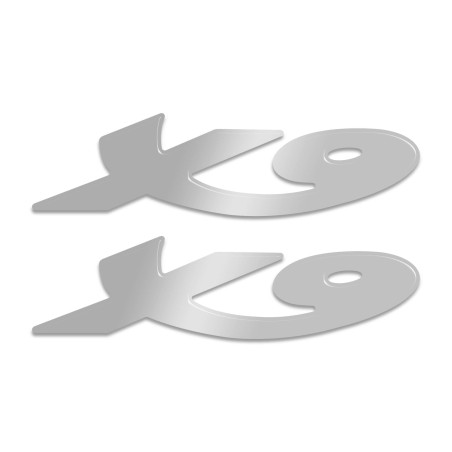 2 STICK ADHESIVOS 3D RESINA X9 para SCOOTER 250 - 500 para PIAGGIO X 9 PLATA