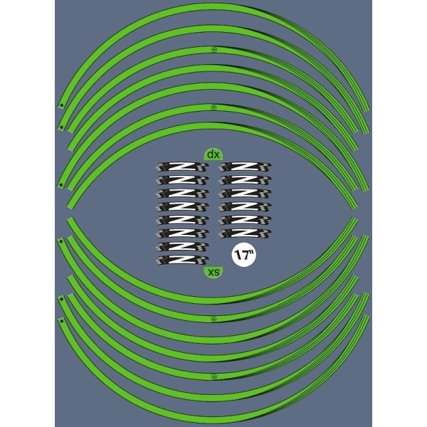 STRISCE ADESIVE -Filetti compatibili per CERCHI 17 MOTO KAWASAKI Z tuning VERDI