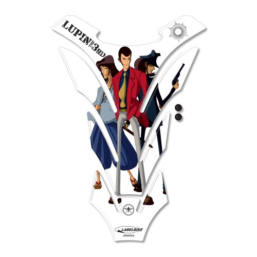 PARASERBATOIO LUPIN 3-THE THIRD-TERZO ADESIVI SERBATOIO RESINA 3D x MOTO Bianco