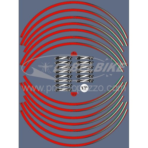 KIT PUNTAS ADHESIVAS compatibles con 17 LLANTAS MOTO KAWASAKI Z Rojo Pegatinas ES 2