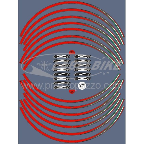 KIT ADHESIVE STRIPS compatible with 17 RIMS MOTORCYCLE KAWASAKI Z Red Stickers EN