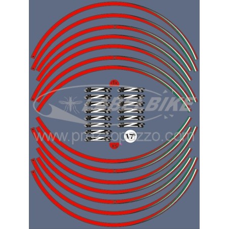 KIT PUNTAS ADHESIVAS compatibles con 17 LLANTAS MOTO KAWASAKI Z Rojo Pegatinas ES