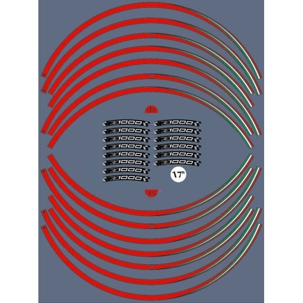 ADHESIVE STRIP KIT compatible for MOTORCYCLE RIMS 17 KAWASAKI Z1000 Tuning Stickers