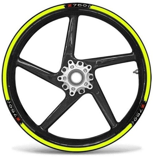 KIT STRISCE ADESIVE compatibili per CERCHI 17 MOTO KAWASAKI Z750 - GIALLO FLUO