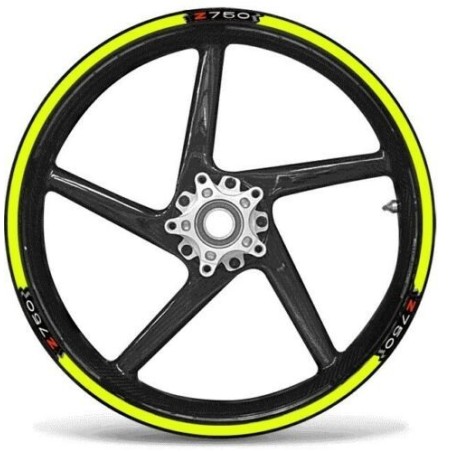 KIT STRISCE ADESIVE compatibili per CERCHI 17 MOTO KAWASAKI Z750 - GIALLO FLUO