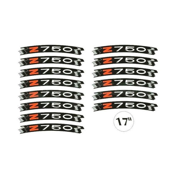 KIT STRISCE ADESIVE compatibili per CERCHI 17 MOTO KAWASAKI Z750 - GIALLO FLUO