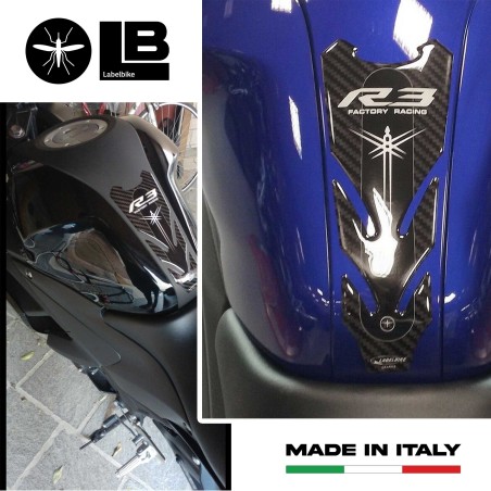 PARASERBATOIO ADESIVI 3D PROTEZIONE SERBATOIO compatibile per MOTO YAMAHA R3 yzf