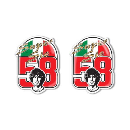 2 EXCLUSIVAS RESINA MOTO MARCO SIMONCELLI SUPER SIC HOMENAJE ADHESIVO 58