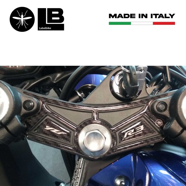 Placa de horquilla de dirección 3D adhesiva compatible con YAMAHA YZF R3 2015-2018.