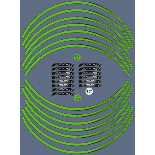 KIT STRISCE ADESIVE VERDI compatibili per CERCHI 17 MOTO KAWASAKI Z1000 Adesivi 2