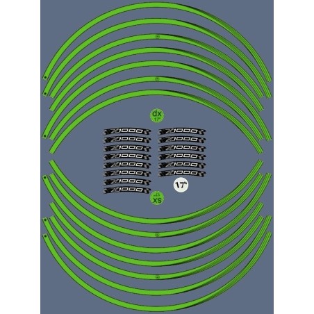 KIT GREEN ADHESIVE STRIPS kompatibel mit 17 RIMS MOTORCYCLE KAWASAKI Z1000 Aufkleber