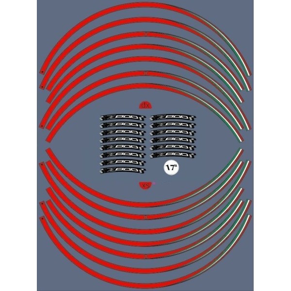 KIT STRISCE ADESIVE compatibili per CERCHI 17 MOTO KAWASAKI Z800 Adesivi tuning