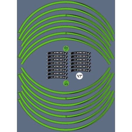 KIT GREEN ADHESIVE STRIPES compatible for 17 RIMS MOTORCYCLE KAWASAKI Z800 TUNING