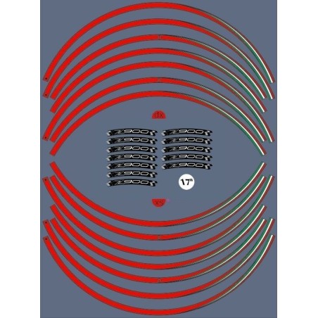 KIT PUNTAS ADHESIVAS compatibles con 17 LLANTAS MOTO KAWASAKI Z900 Tuning Pegatinas