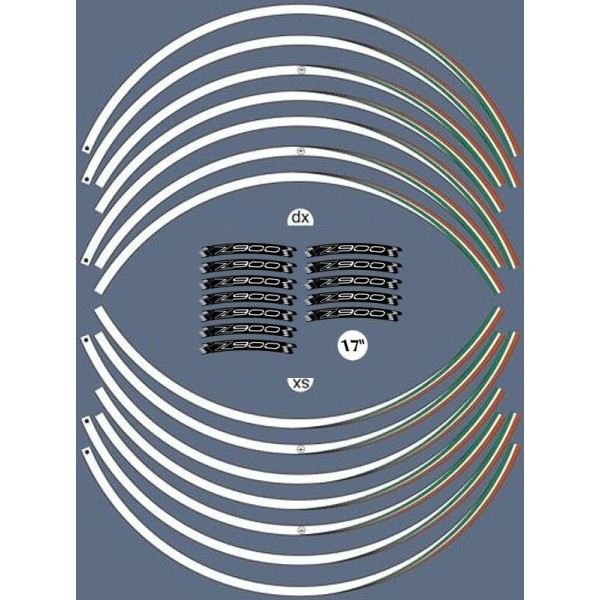 KIT STRISCE ADESIVE compatibili per CERCHI 17 MOTO KAWASAKI Z900 Adesivi tuning