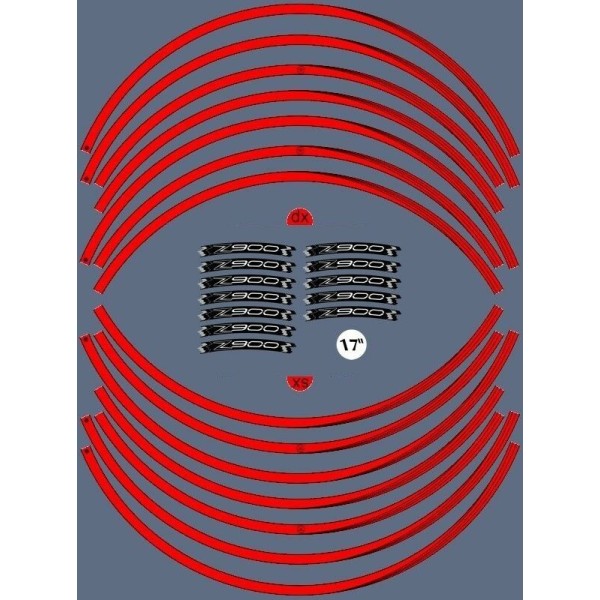 KIT STRISCE ADESIVE compatibili per CERCHI 17 MOTO KAWASAKI Z900 Adesivi tuning