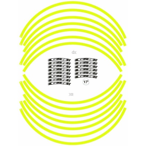 KIT STRISCE ADESIVE compatibili per CERCHI 17 MOTO SUZUKI GSR - GIALLO FLUO 2