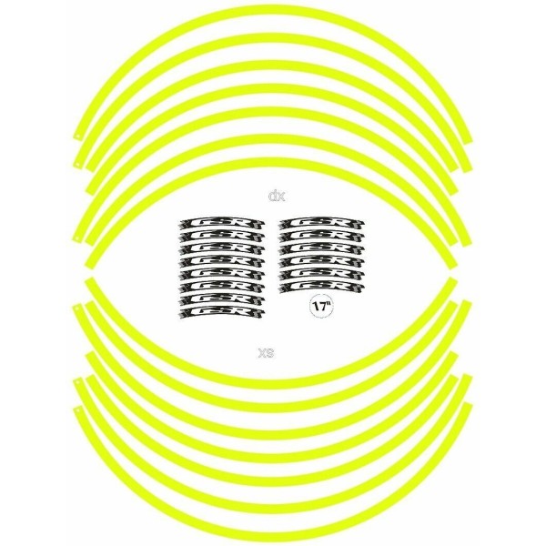 ADHESIVE STRIP KIT compatible for 17 WHEEL RIMS SUZUKI GSR - YELLOW FLUO