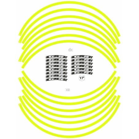 ADHESIVE STRIP KIT compatible for 17 WHEEL RIMS SUZUKI GSR - YELLOW FLUO