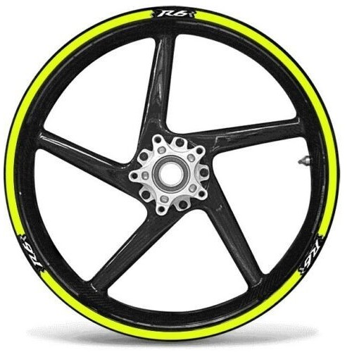 KIT STRISCE ADESIVE compatibili per CERCHI 17 MOTO YAMAHA YZF-R6 GIALLO FLUO 