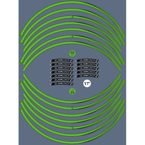 KIT GREEN ADHESIVE STRIPS compatible with 17 RIMS MOTORCYCLE KAWASAKI Z900 TUNING 2