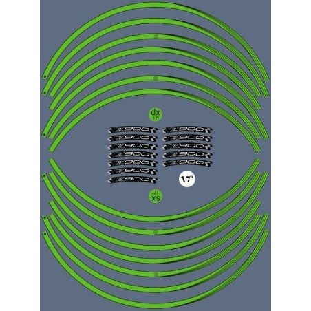 KIT GREEN ADHESIVE STRIPS compatible with 17 RIMS MOTORCYCLE KAWASAKI Z900 TUNING