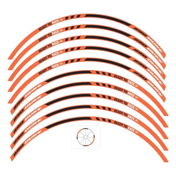 Motorbike wheel sticker strips compatible with KTM 990 Duke