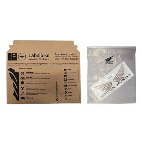 Adesivi 3D coppia di stemmi moto logo Honda ali cromate compatibili con Honda